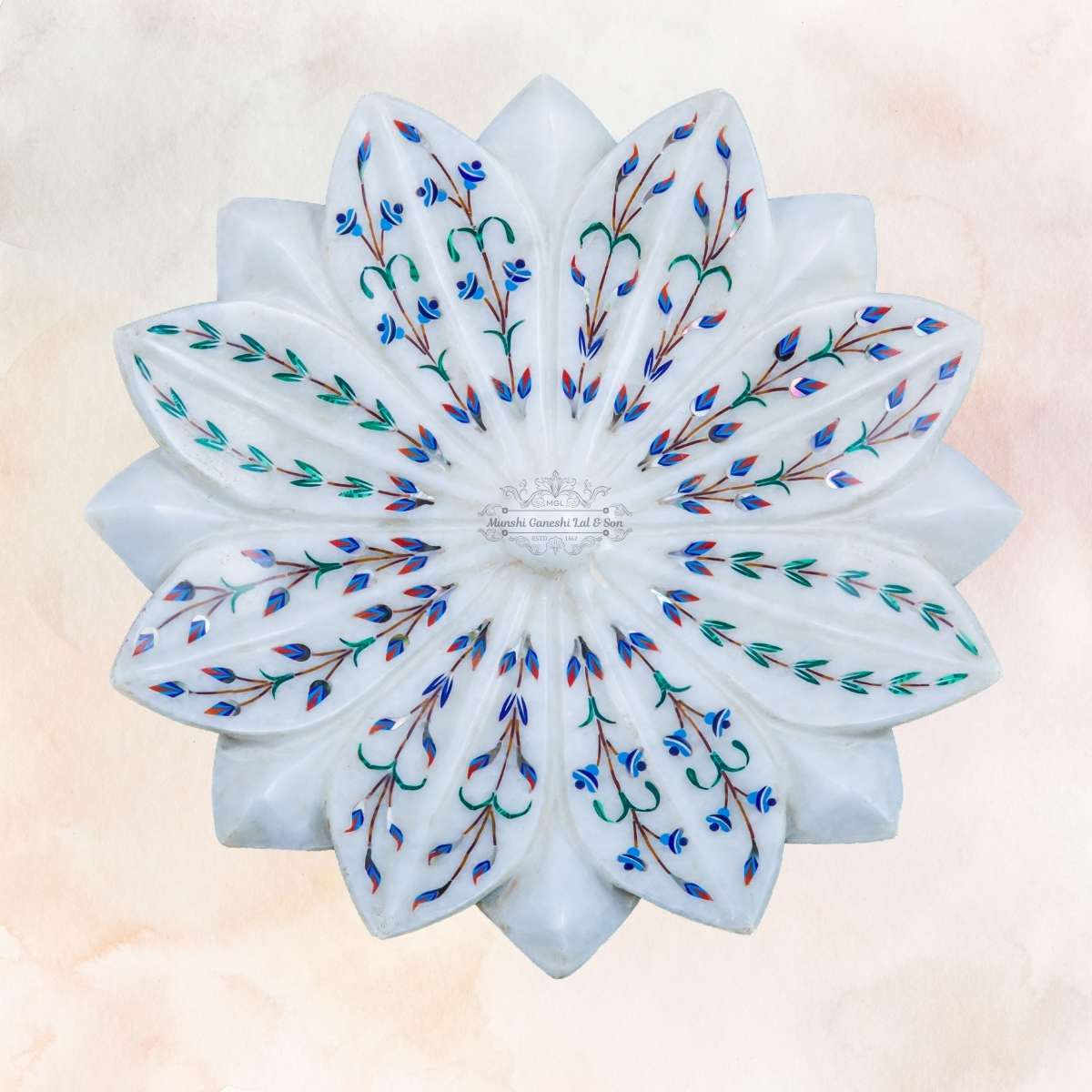 Green-Blue Colour Shape Marble Fruit Bowl